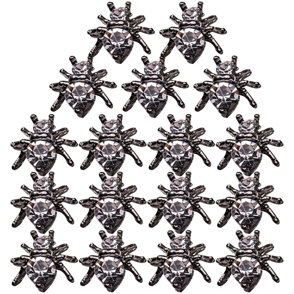 

20Pcs Spider Nail Charms 3D Gothic Halloween Nail Art Decor DIY Accessories Halloween Charms Silver Pearls for Nails