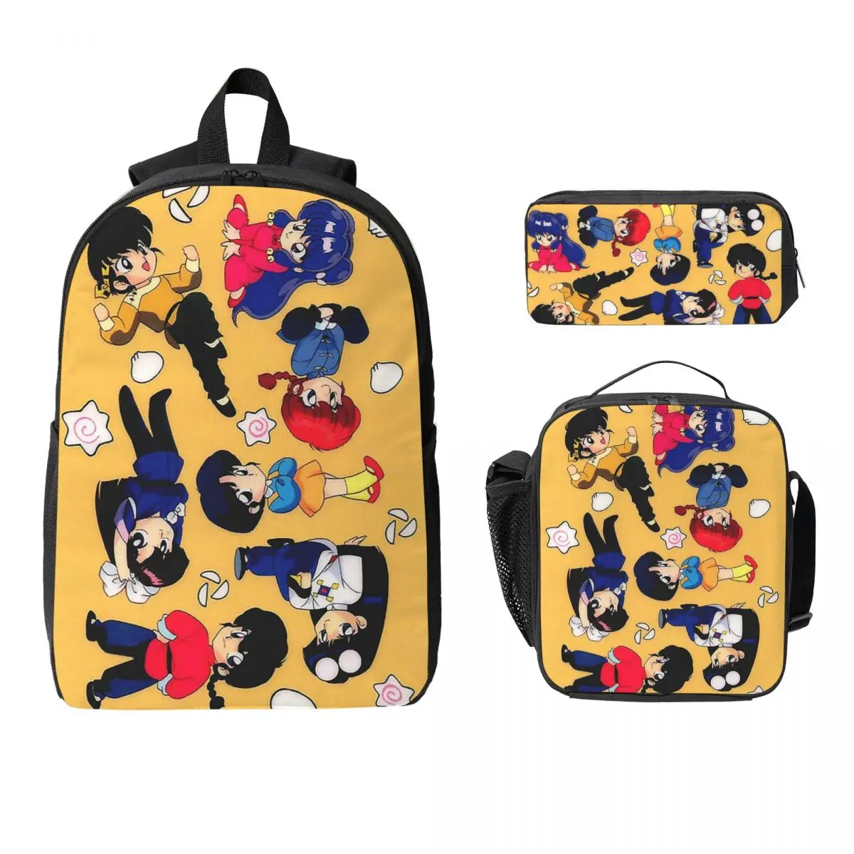 

Ranma 1/2 Saotome Pig Рюкзак для девочек Студенческий рюкзак для мальчиков и девочек Школьная сумка Сумки на плечо 3 шт. Изолированная сумка для обеда Пенал