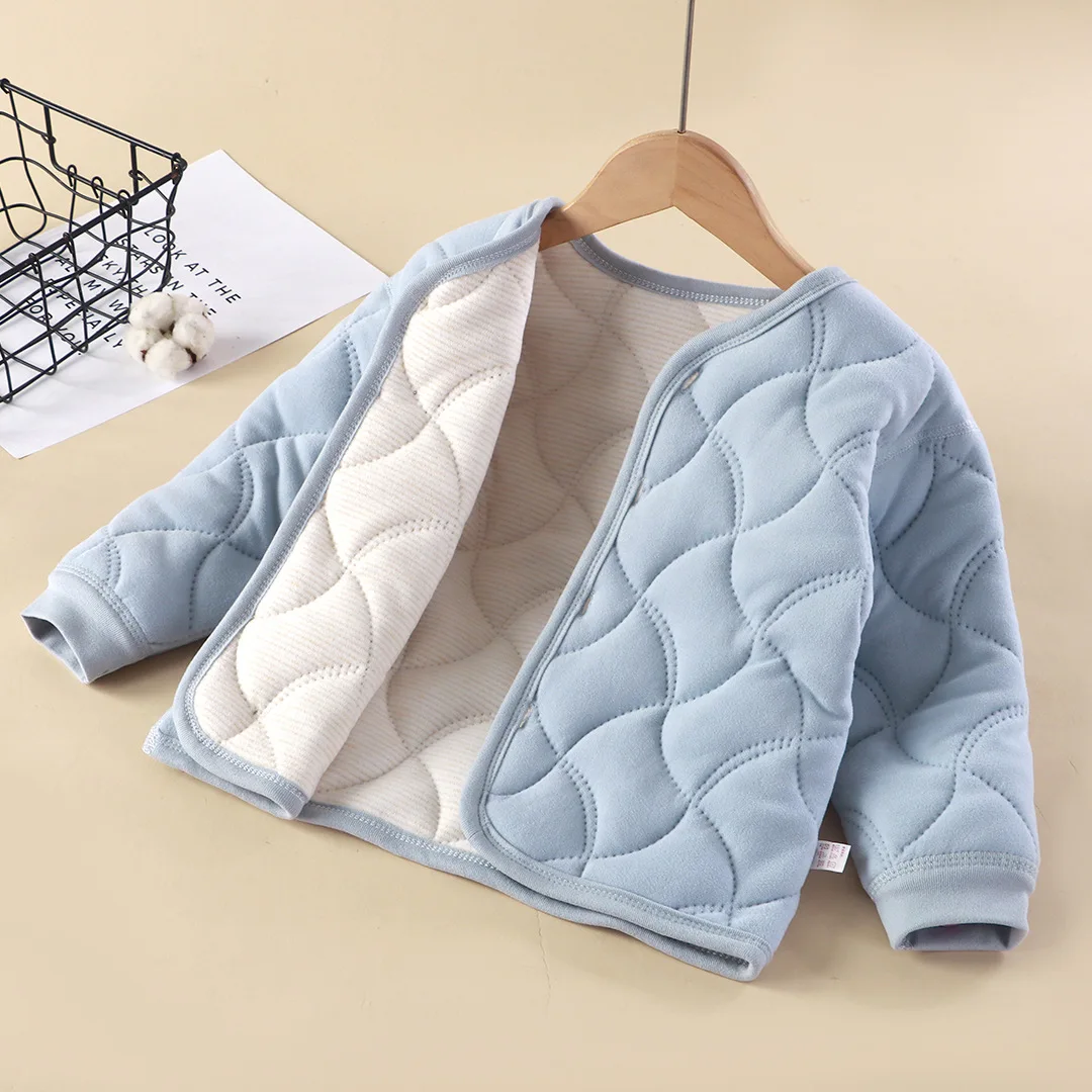 Children's coat Girls' cotton-padded Boys' liner clothes Two cotton velvet medium and older children keep warm