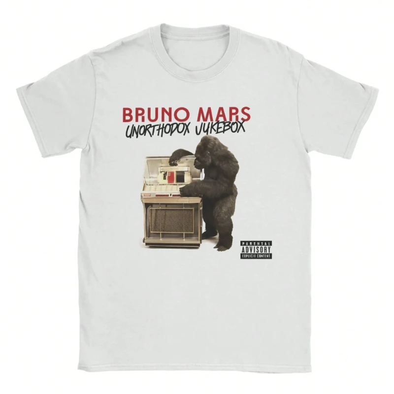 Singer Bruno Mars T-shirt, Men's Harajuku Style Casual Short-Sleeve T-shirt, All-Season Pure Cotton Casual Loose Streetwear