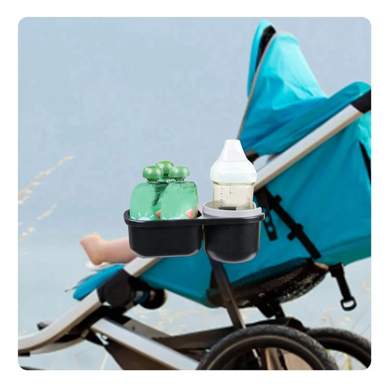 

ABXE-Stroller Snack Holder, Stroller Cup Holder With Snacks Holder, Universal Stroller Snack Catcher And Drinks Holder