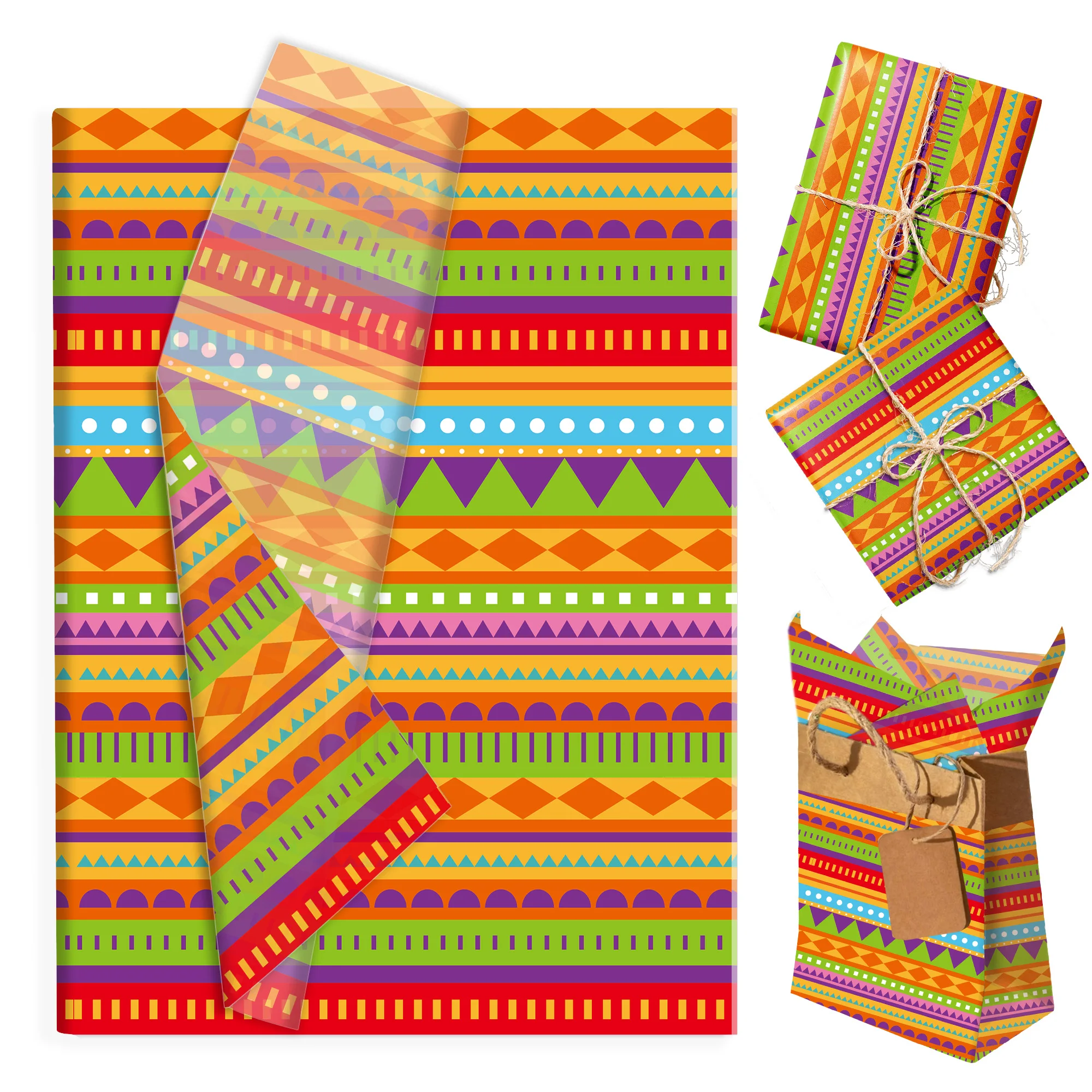 20/50 Stück Seidenpapier mit mexikanischen Streifen, Schneebirne-Papier, Geschenkverpackung, Dekorationspapier, frische Blumendekoration, mexikanisches Partyzubehör