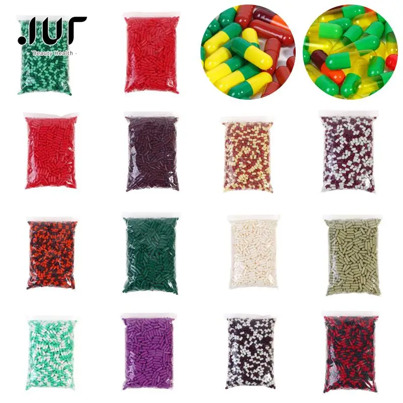 1000pcs/Pack size 0# Empty Gelatin Capsules red clear white green red-white red-yellow red-black Hollow hard Gelatin Capsule