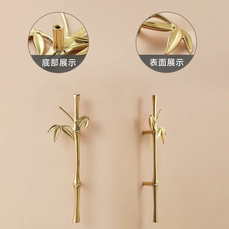 

Brass Casting Bamboo Shape Handle Furniture Bookcase Wardrobe Double Hole Handle Cabinet Door Handles Decoration Hardware