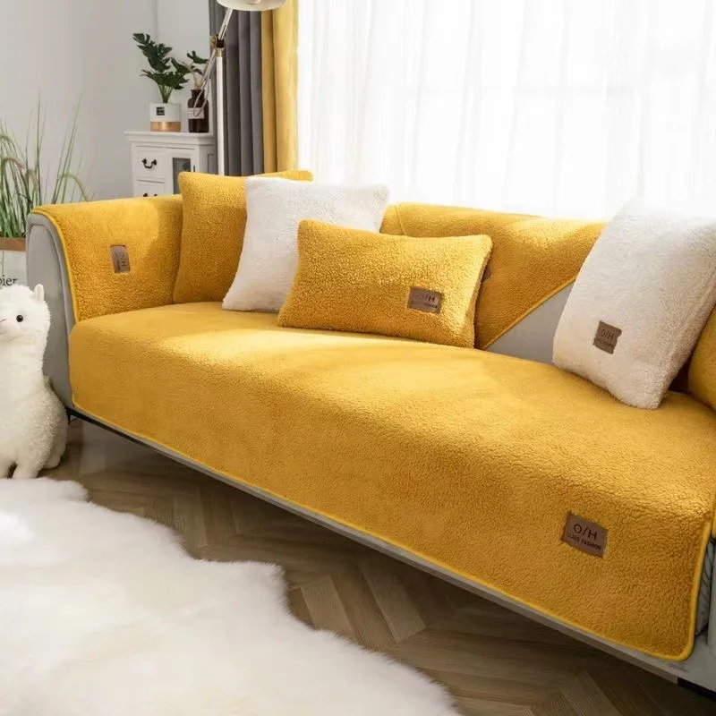 Wool Velvet Sofa Cushion Non-Slip Sofa Cover Living Room 1/2/3/4 Seat Sofa All-Inclusive Towel Modern Home Decoration Slipcover