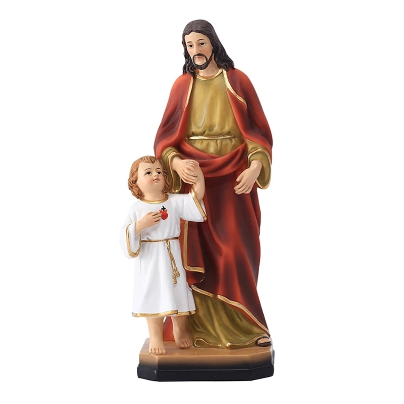

Resins Father with Child Sculpture Traditional Decoration Collectible