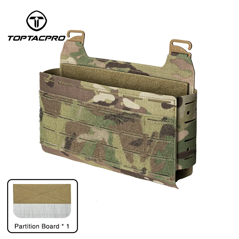 TOPTACPRO Tactical Front Panel Multifunctional Chest Rig Front Panel Laser Cut G Hook Buckles MOLLE Front Pouch 8539