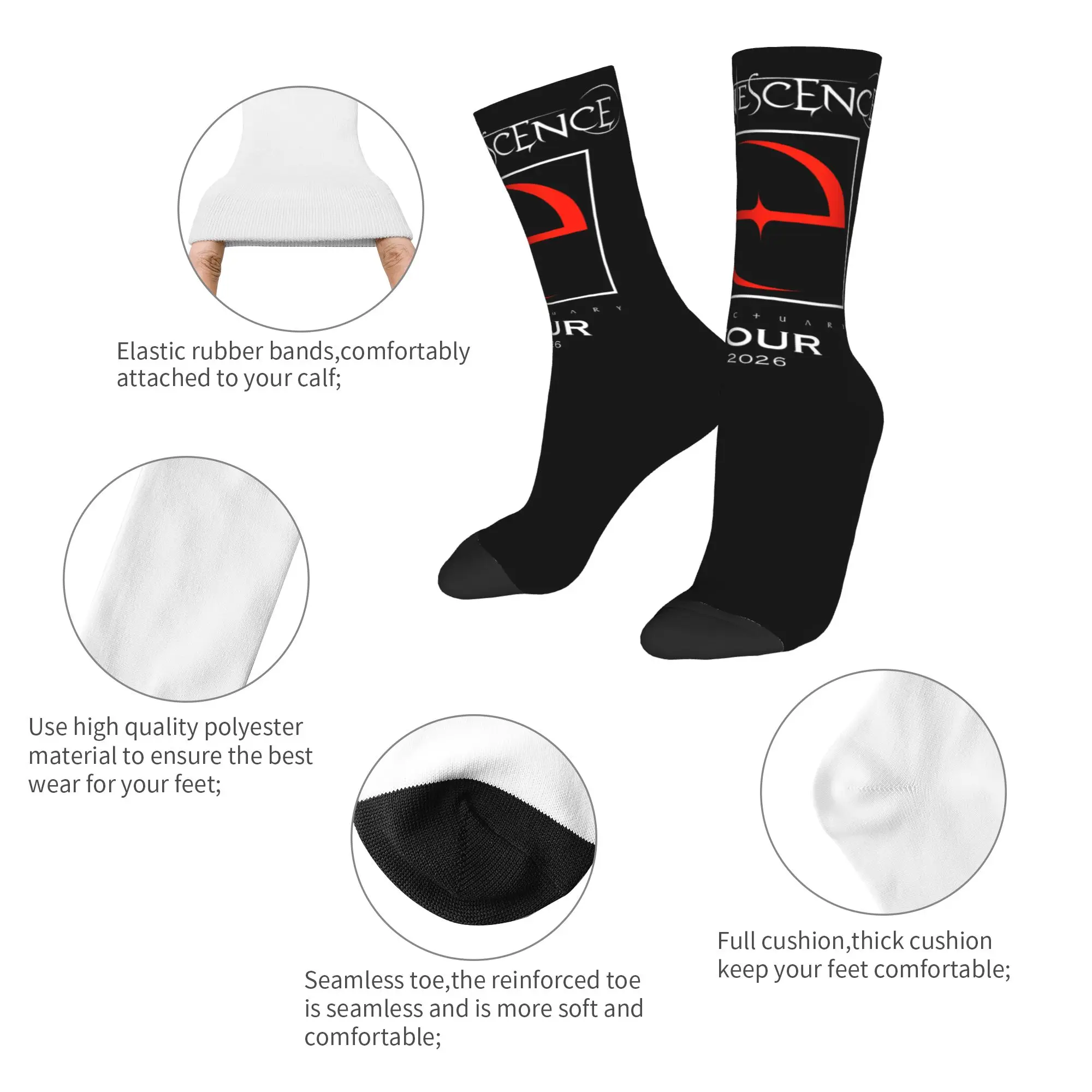 Evanescence Logo Box Socks Men Women Polyester Fashion  Socks Novelty Spring Summer Autumn Winter Middle Tube Socks Gifts