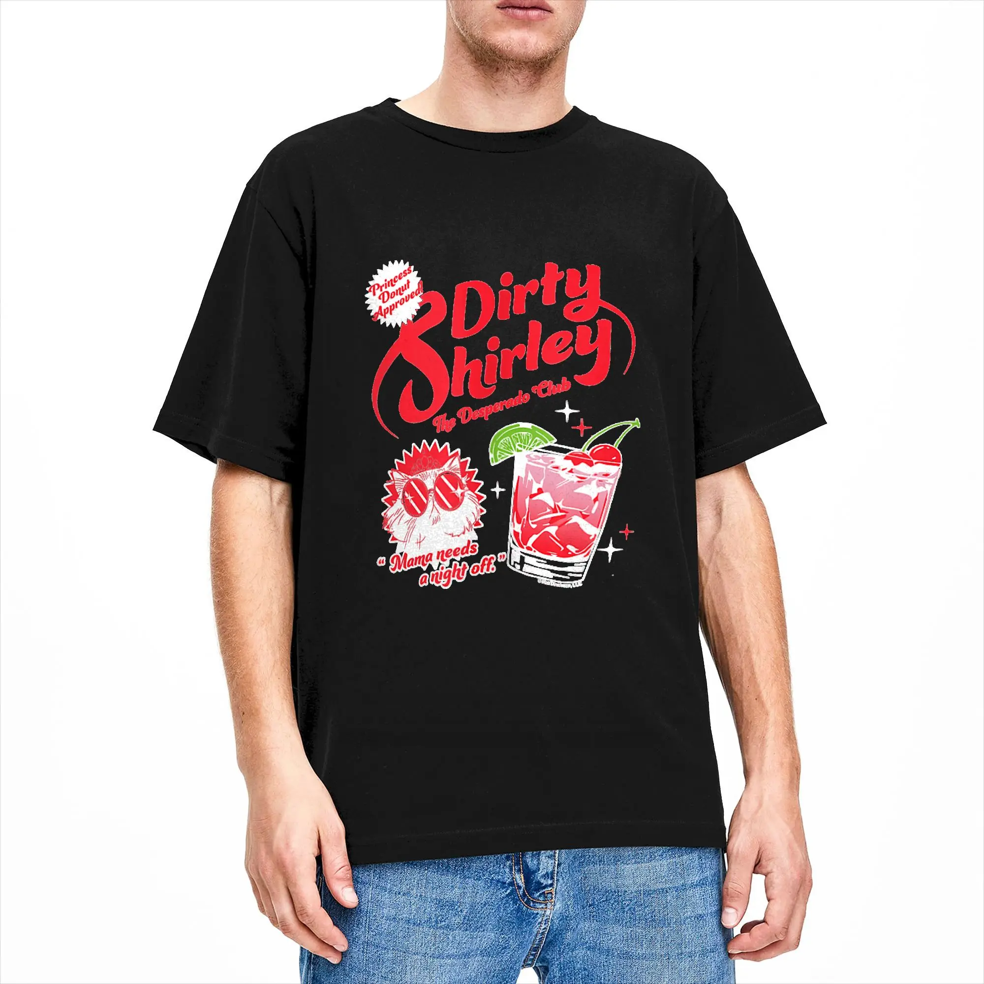 DCC Dirty Shirley Desperado Club Ad with Princess Donut Cotton T Shirt For Men Summer  Vintage T Shirts O Neck Harajuku Tees