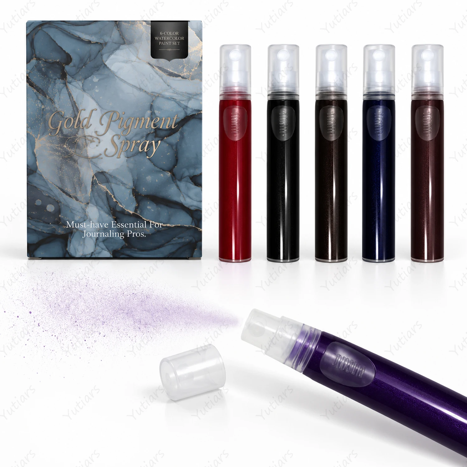 6pcs Glitter Mist Spray Ink, Rich Shimmer Color Set for Journaling, Scrapbooking, Card Making, Mixed Media and Creative Art