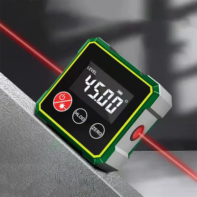 360° Magnetic Digital Angle Finder With Electronic Laser Gauge Ruler Type-C Charging LCD Electronic Protractor Measuring Tool