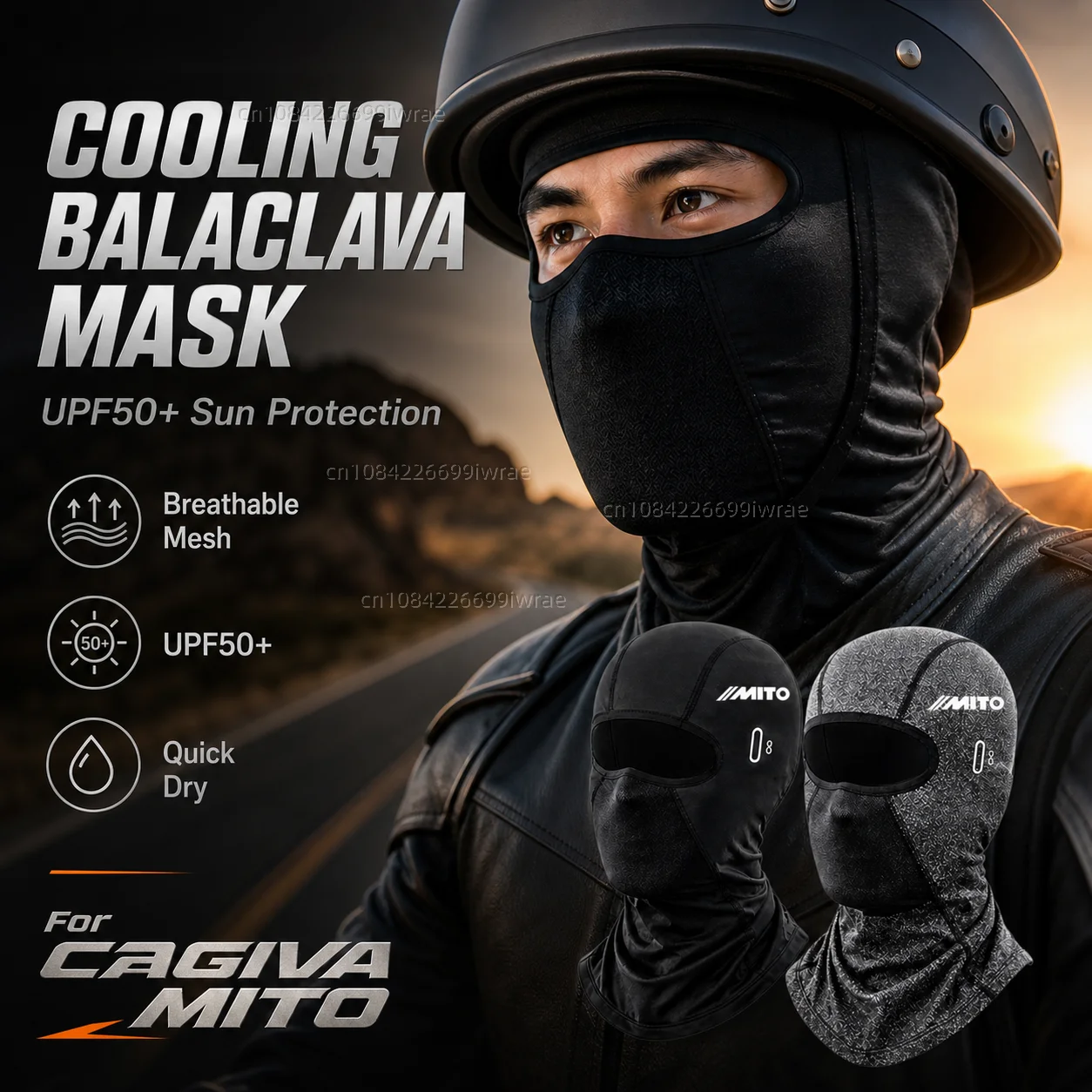Cooling Motorcycle Balaclava Mask UPF50+ UV Protection Breathable Face Cover Summer For Cagiva Mito 50 125 Mito sp525