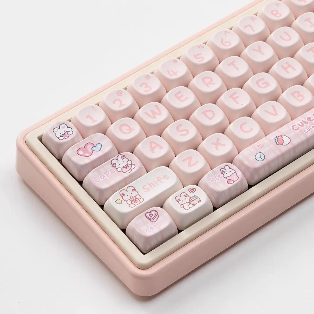 Snack rabbit keycap cute cartoon MOA round hot sublimation custom mechanical keyboard cap 68/75/87/98
