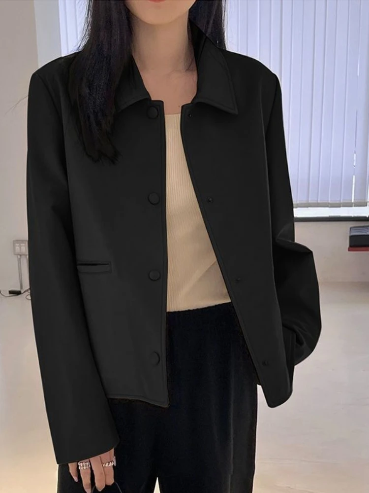 黒 PU ボタンレザージャケット女性パンク和風レザージャケット 2025 秋ハイストリートファッションカジュアルレザージャケット