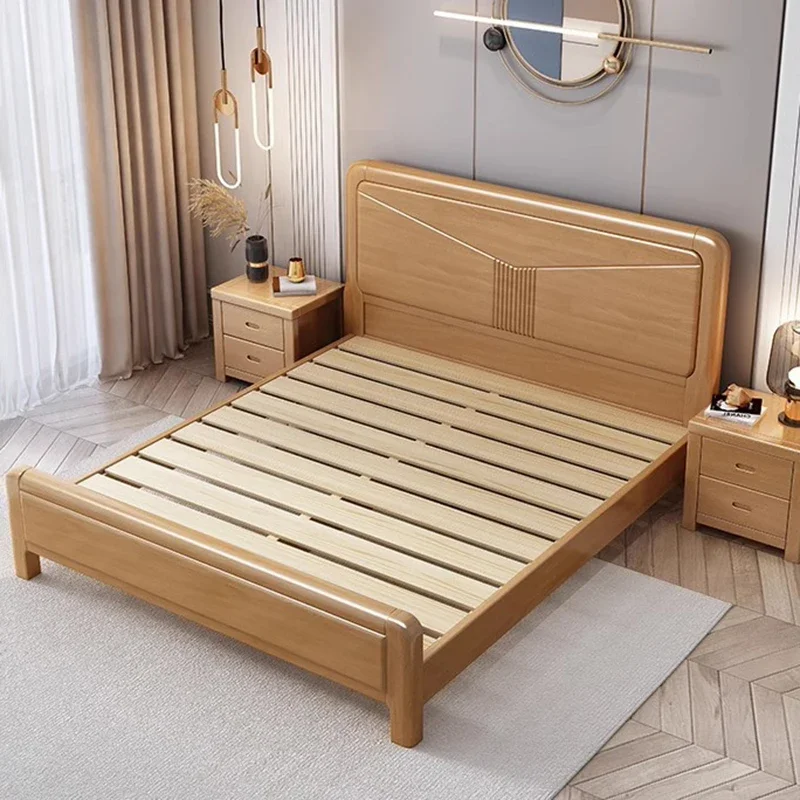 منظم سرير مزدوج بحجم كوين، أدراج خشبية لغرفة النوم، سرير صالة حديثة، كاما كاسال، أثاث اسكندنافي متعدد الوظائف