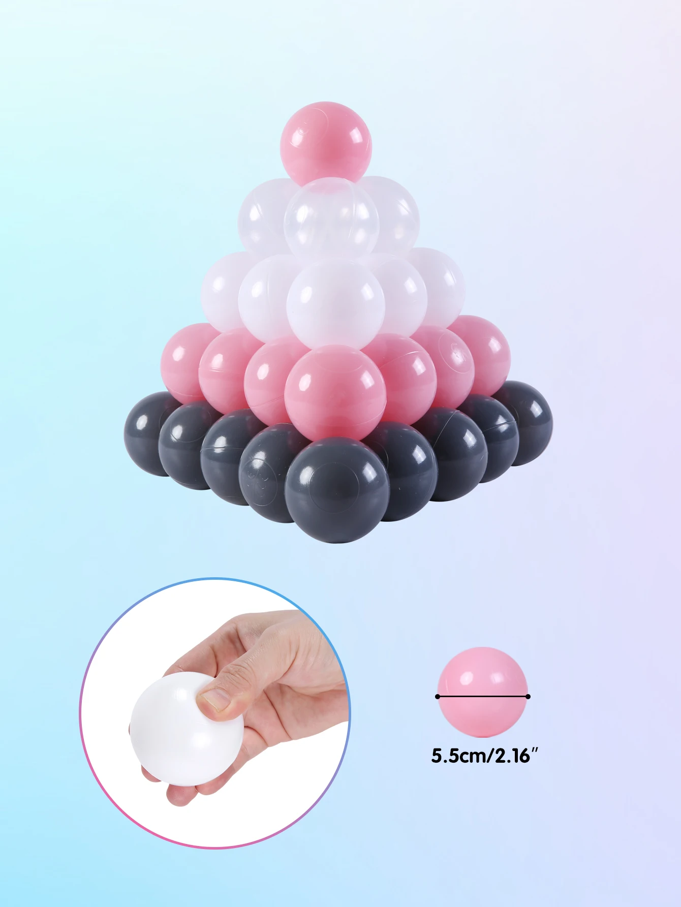 Small Size 100pcs 2.16 Inches Thicken Soft Plastic Crush Proof Ball Pit Balls for Kids with 4 colors