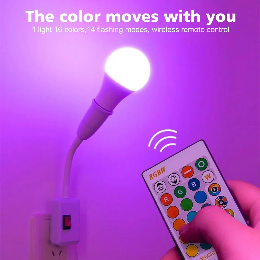 

2 шт. E27 светодиодная RGB лампа-прожектор с несколькими режимами, лампочка с дистанционным управлением для спальни, гостиной, вечеринки