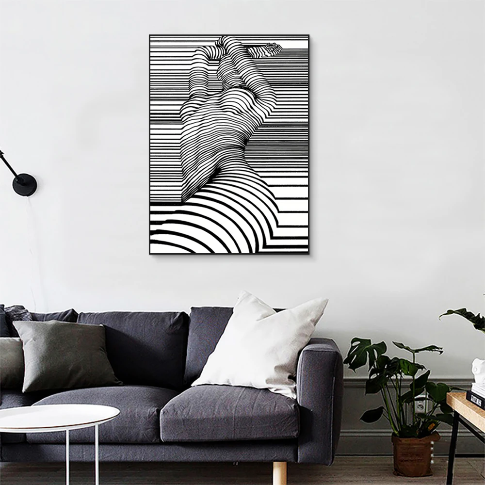 فن جداري تجريدي حديث ، صورة امرأة عارية بالأبيض والأسود ، ملصق مطبوع على قماش عالي الدقة ، غرفة المعيشة المنزلية ، ديكور الرواق #4