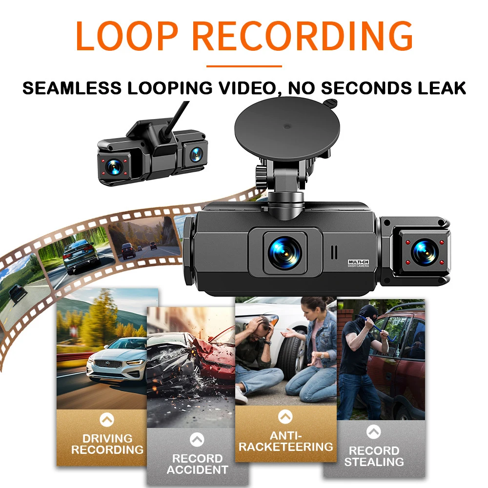 3Inch IPS WiFi Dash Cam HD 1080P 4cameras Car DVR Driving Recorder Wide Angle Night Vision Black Box Vehicle Accessories