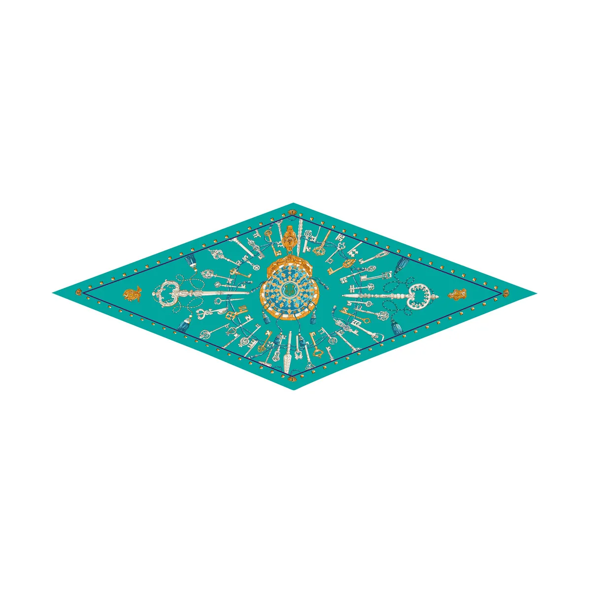 2024 New Fashion Key Diamond Scarf Women Brand Silk Scarf Luxury Bandana Headband Hijab Foulard Neckerchief Design Shawl
