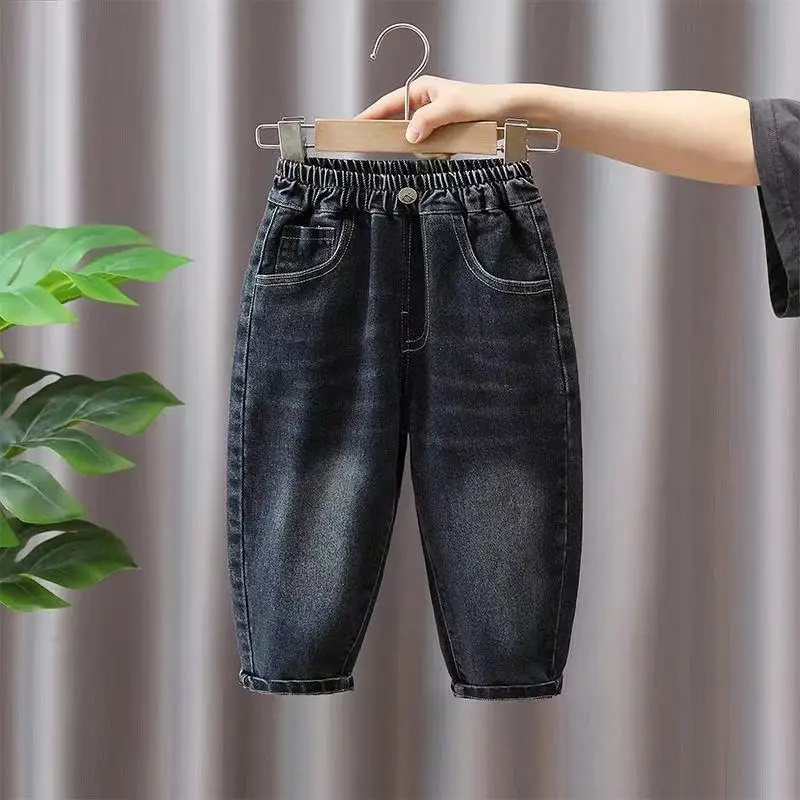 

Spring autumn Fashion Girls kids Boy Cotton Jeans Pants trousers Casual Comfortable Cute Baby Children Clothing 90-140CM