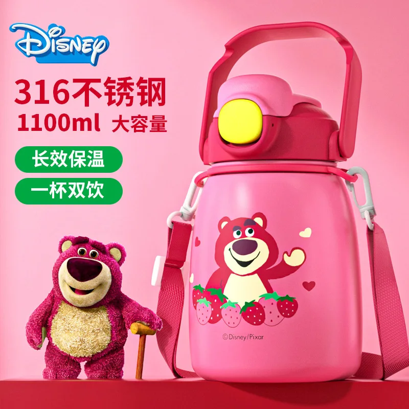 Disney Lotso Children's Thermos Water Cup Princess Spider Man Thermal Bottle Stainless Steel 316  Straight Drinking Straw Bottle