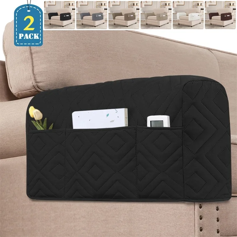 2Pcs/Set Sofa Armrest Covers Solid Color Arm Covers with Storage Bag for Chair Couch Recliner Sofa Armchair Slipcovers Home