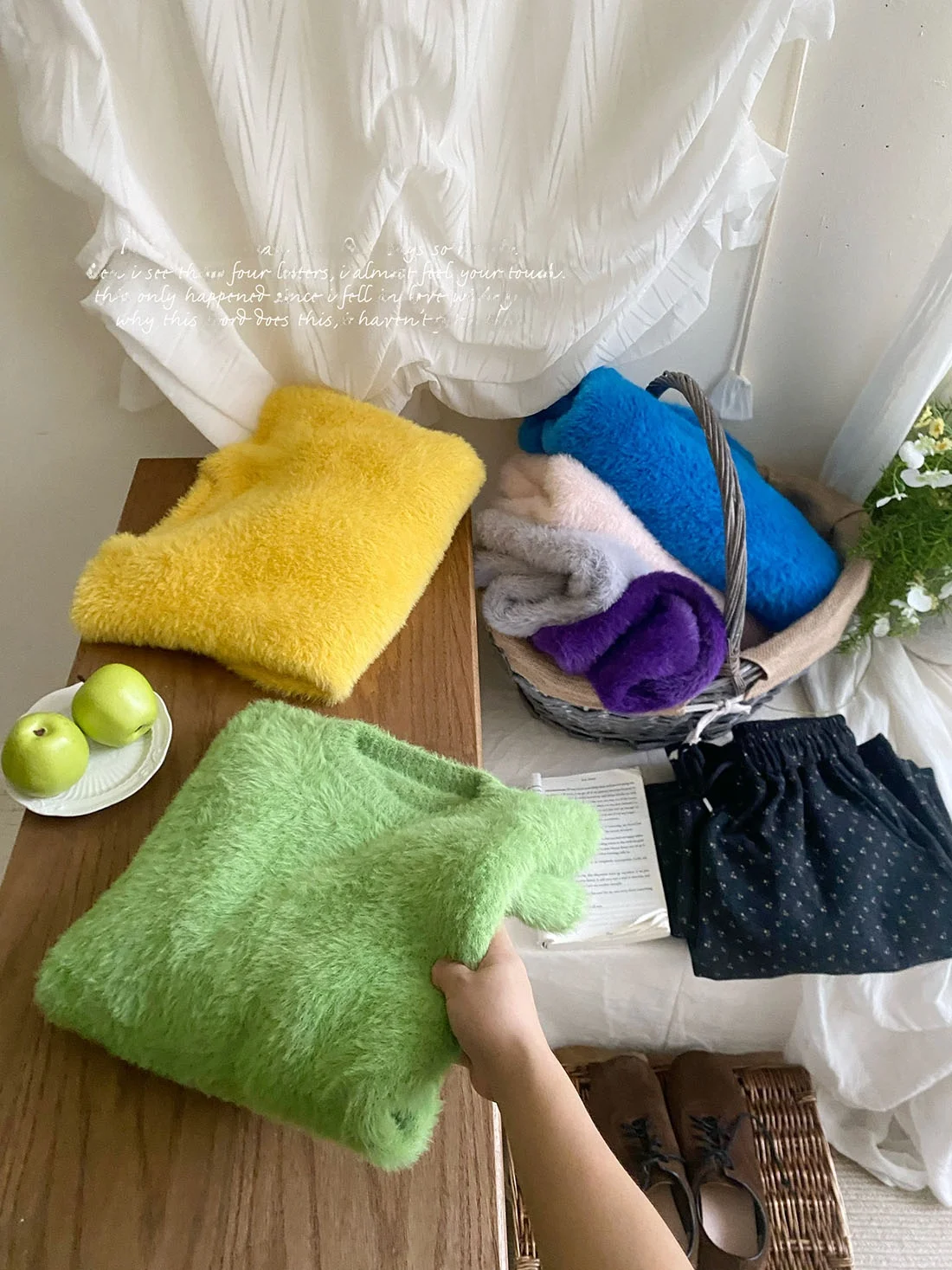 Maglione da donna Thiened Yellow Fce Inverno caldo lungo Sve rotondo Ne Pullover Morbido velluto Sensazione een ape Colore Kni...