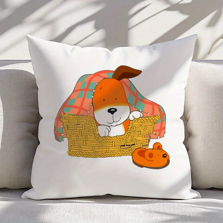 1pc Abstract Cartoon Canine Motif Pillowcase for Home Decoration Cushion Cover Polyester 45x45cm 18x18in
