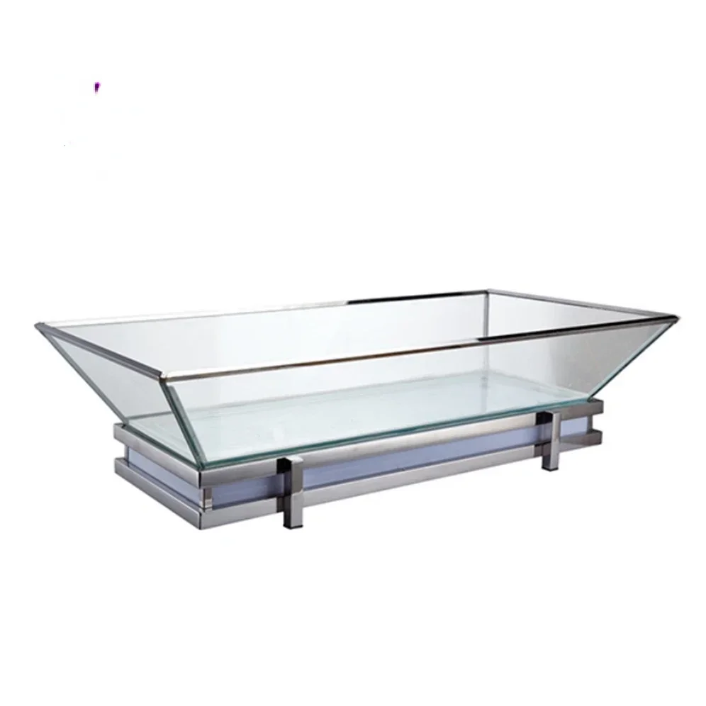 cross-border display freezer showcase rectangle dessert display stand with lights stainless
