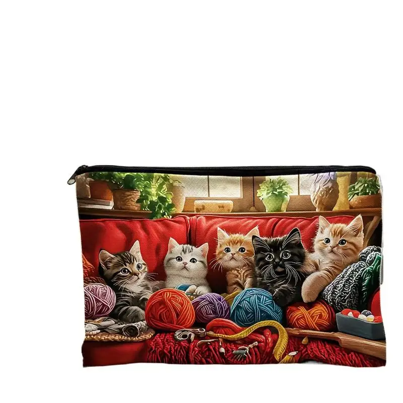 1 Stück Niedliche Multifunktionale Reißverschlusstasche, Süße Katzen-Kosmetiktasche für Frauen, Schmuckaufbewahrung, Kleine Reisetasche – Detail 7