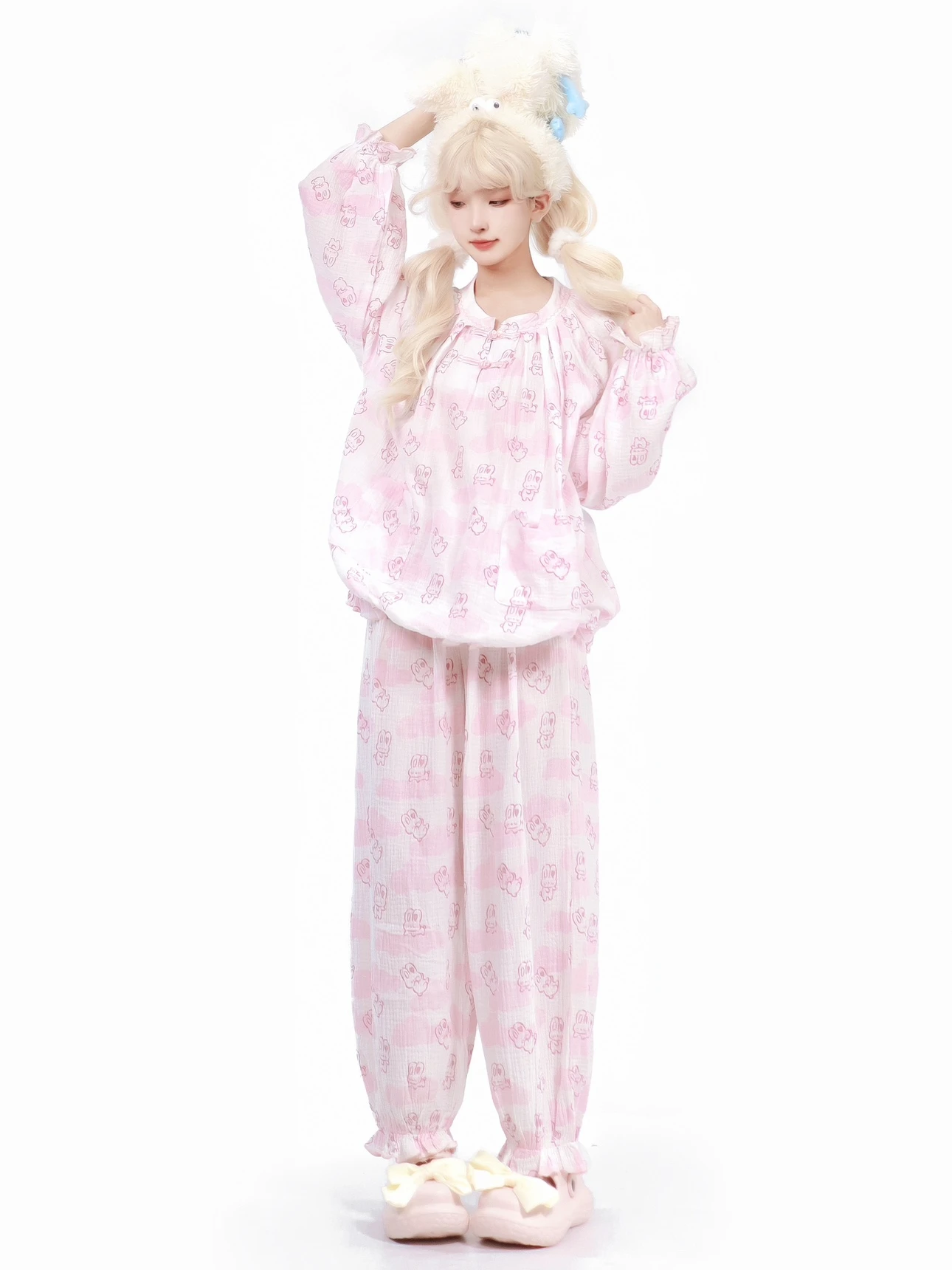 Sweet Girl Japanese Original Pure Cotton Skin-friendly and Comfortable Pajamas Cartoon Cute Loose Casual Home Set