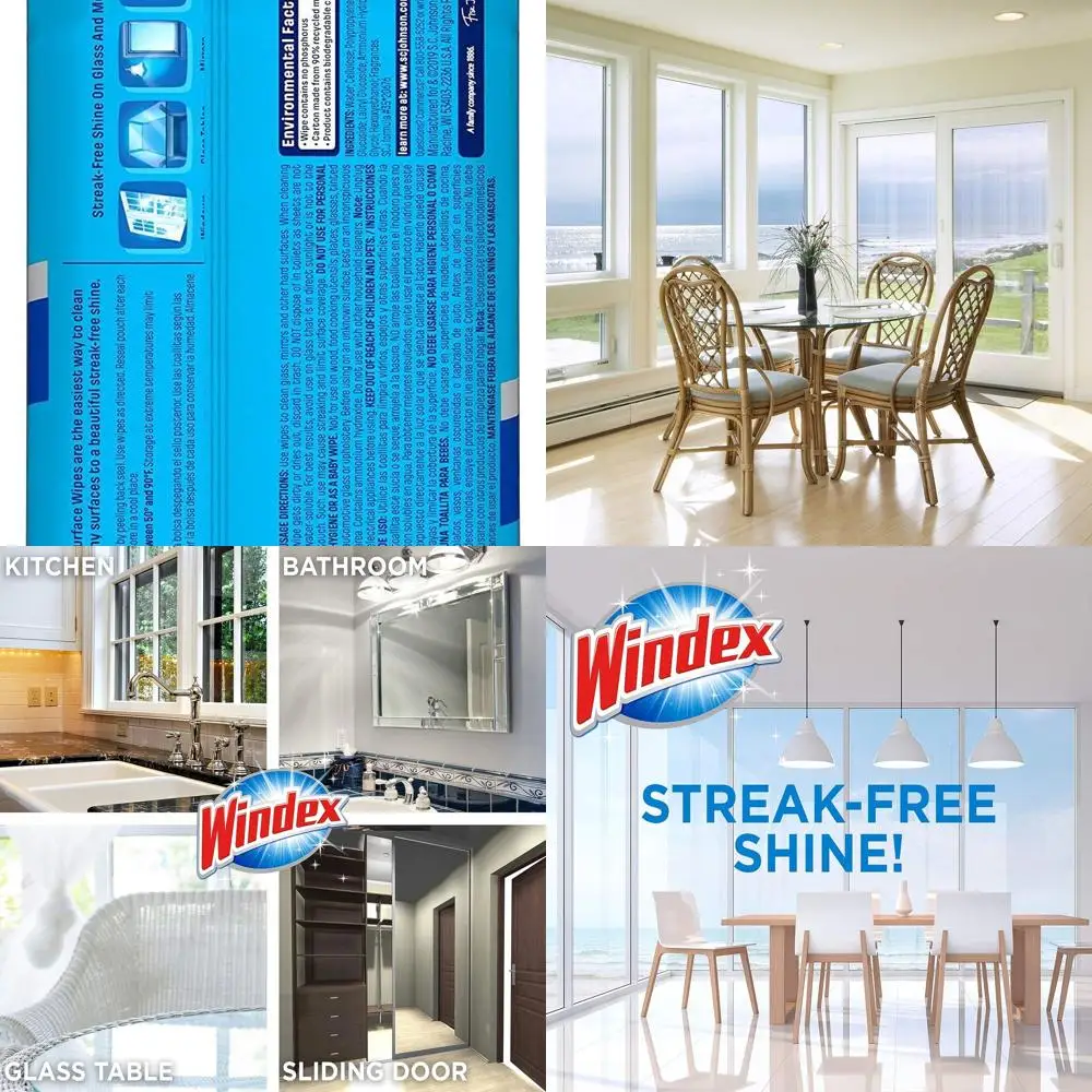 

Glass Cleaning Wipes, Pre-Moistened Glass and Surface Wipes to Clean Home Surfaces, Household Essentials, Original Scent, 38 Cou