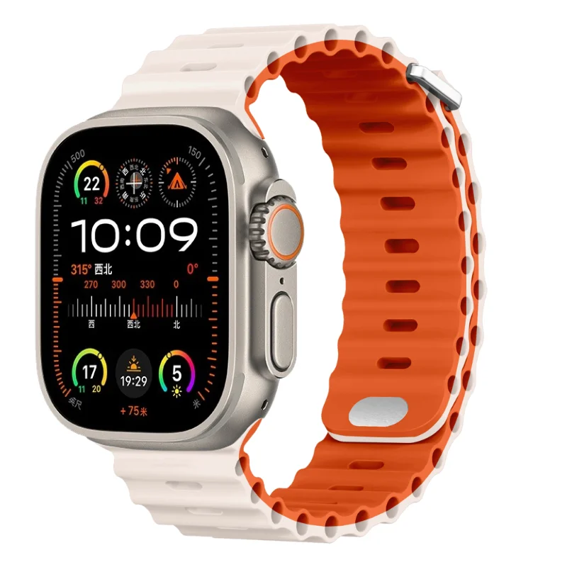 Pasek Ocean do zegarka Apple Watch Ultra 2 49 mm 10 9 8 7 46 mm 42 mm 45 mm 41 mm Silikonowa bransoletka Pasek iWatch 6 5 4 SE 44 mm 40 mm