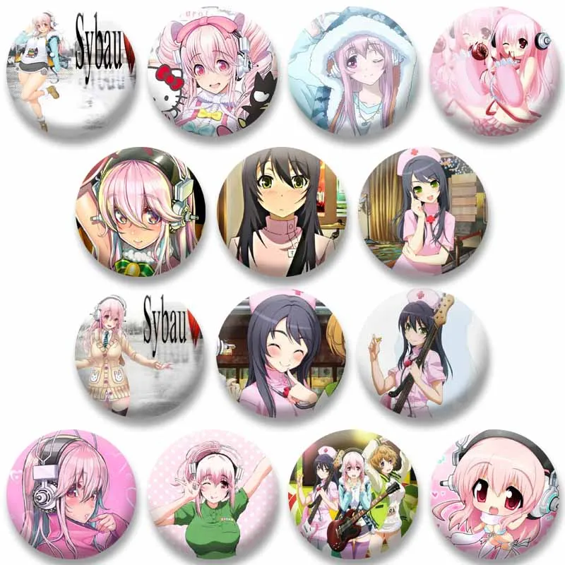 Game Character Suzu Fujimi Hazumi Tanima Enamel Brooch Super Sonico Cartoon Snap-in Brooch Lapel Badges Bag Jewlery Accessories