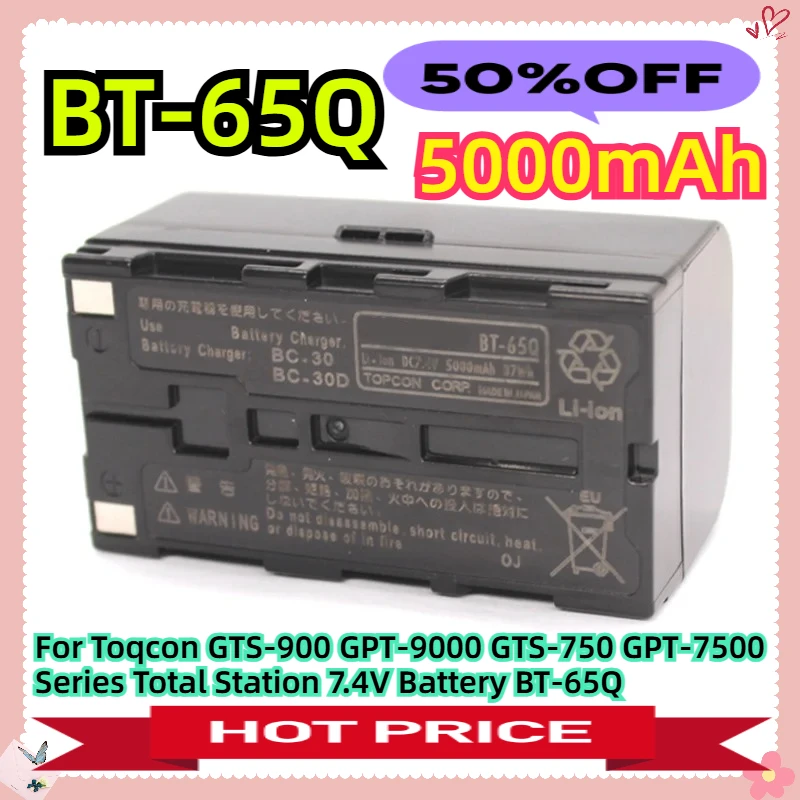 For Toqcon GTS-900 GPT-9000 GTS-750 GPT-7500 Series Total Station 7.4V 5000mAh Battery BT-65Q