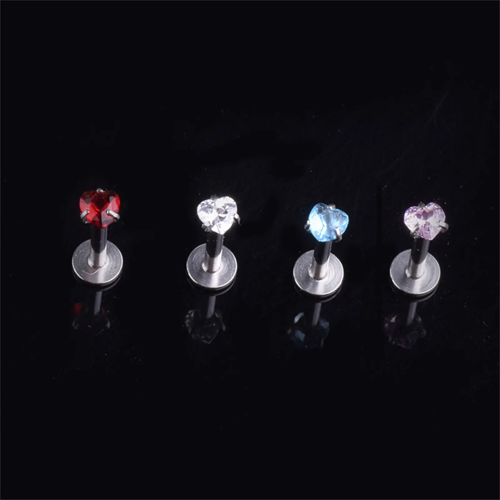 Heart Crystal Lip Stud Rings Skin-friendly Charming Jewelry Stud for Shopping Dating Stage Show