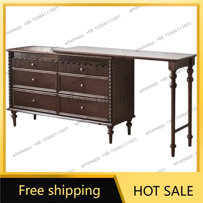 Zj. French retro solid wood dresser villa antique locker makeup table