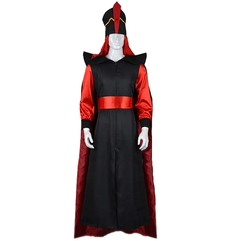 AIAI 2025The Arabian Nights Aladdin Cosplay disfraz Jafar mago capa y sombrero ropa traje Aldult fiesta de Halloween para hombre