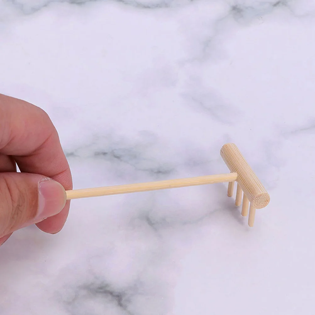 

6Pcs Bamboo Rakes Sandbox Mini Rakes Garden Rake Crafts Creative Gift for Friends and Family Durable Sand Tray Tools
