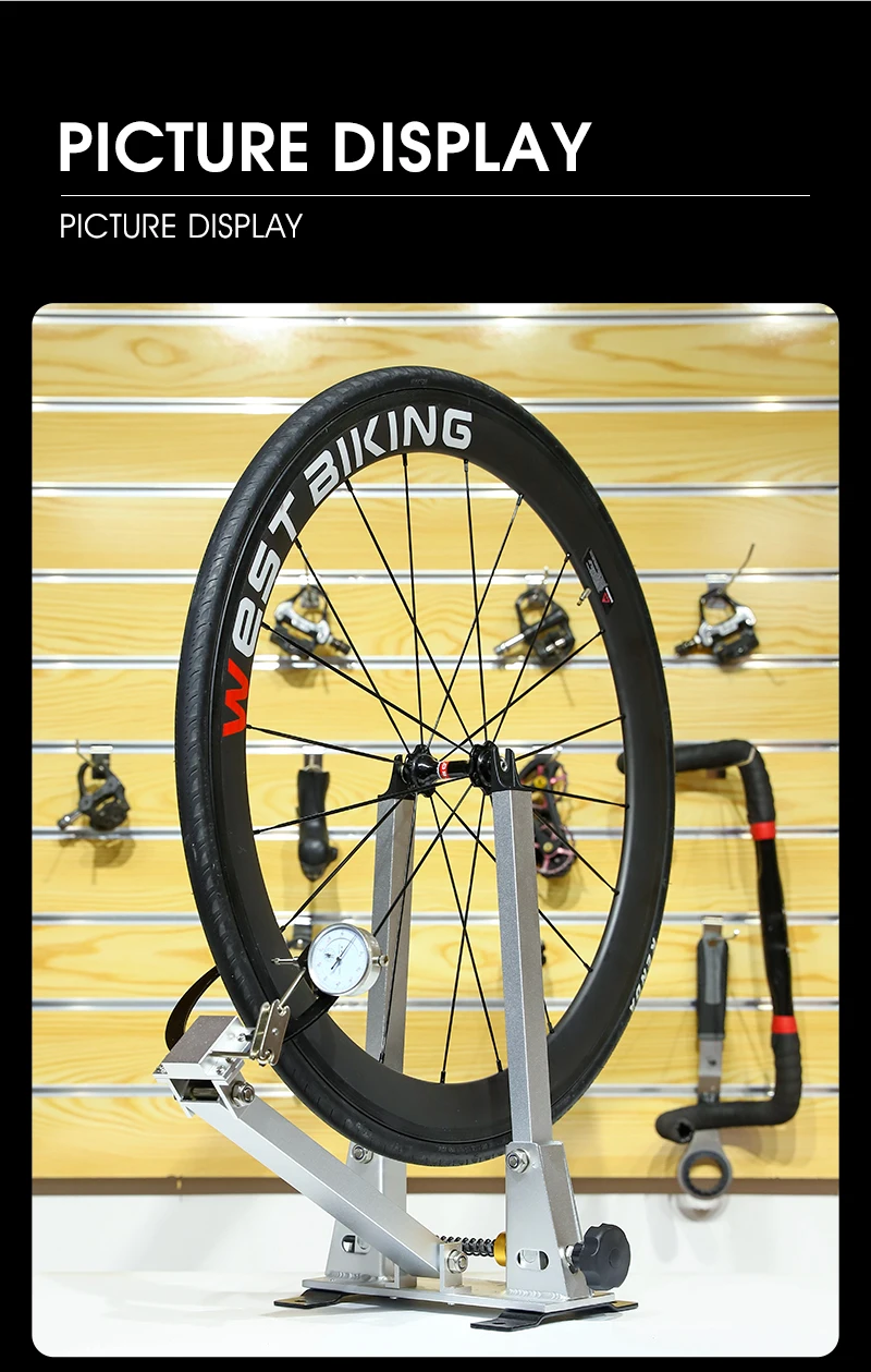 WEST BIKING Fahrrad-Zentrierständer mit Messuhr, Reifeneinstellgerät für Felgen, Laufradsatz, MTB, Rennrad, BMX, Fahrradreparaturwerkzeuge – Detail 15