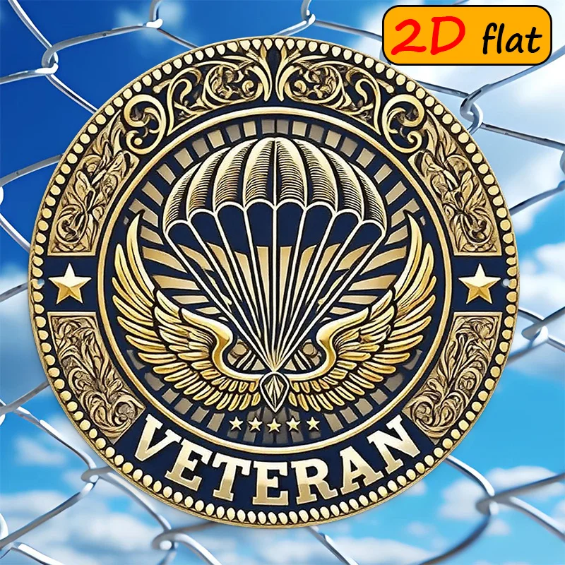 2D Flat, Activate 2D Flat, 2Dflat2D Plane - 2D/Flat, Paratrooper Wings Themed Design, 7.87×7.87 Inch Sign, Aluminum Round Outdoo