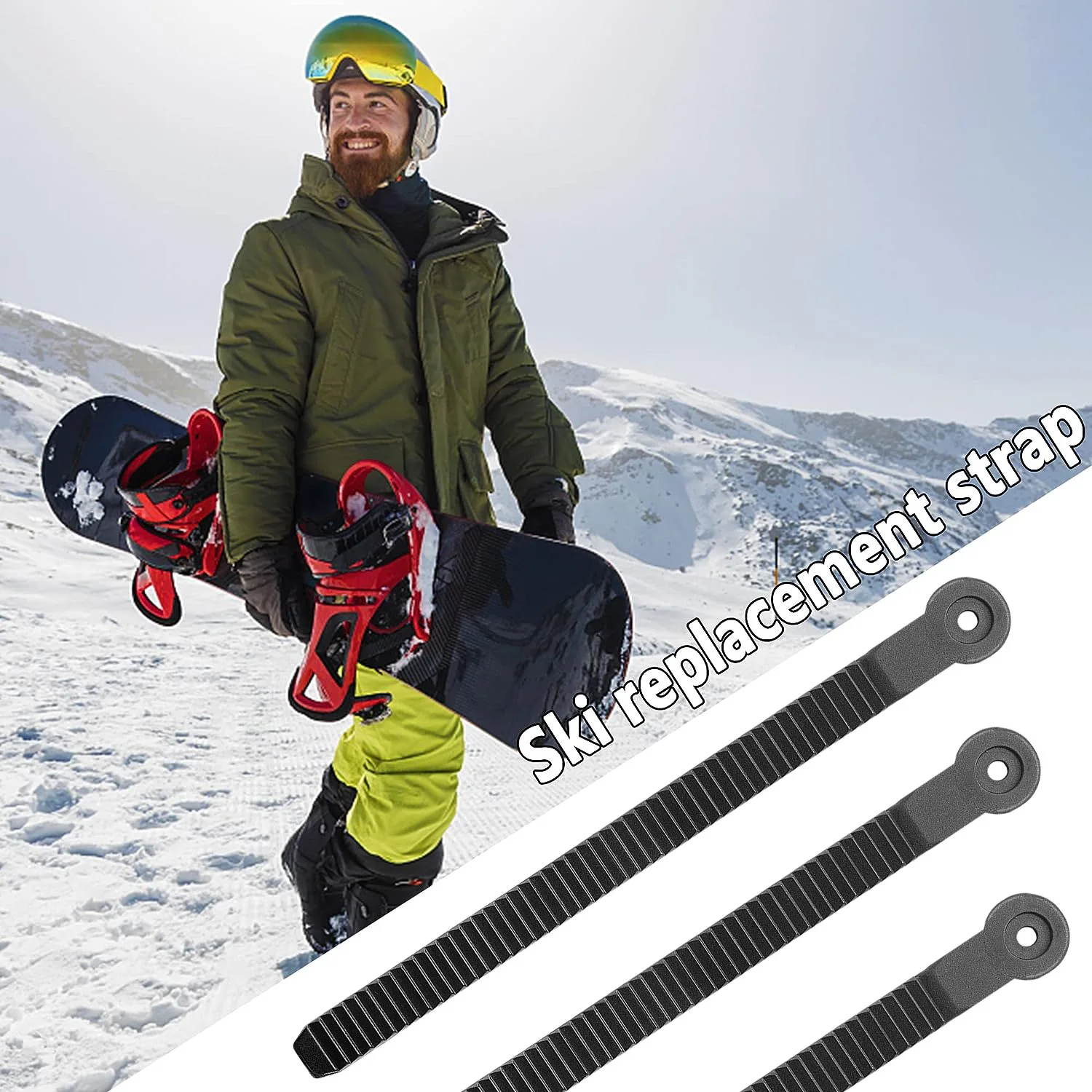 10 Pack Snowboard Binding Straps Replacement Ski Ankle Straps For Secure Ski Experience With Screws Nuts Fits Snowboards SkatesA