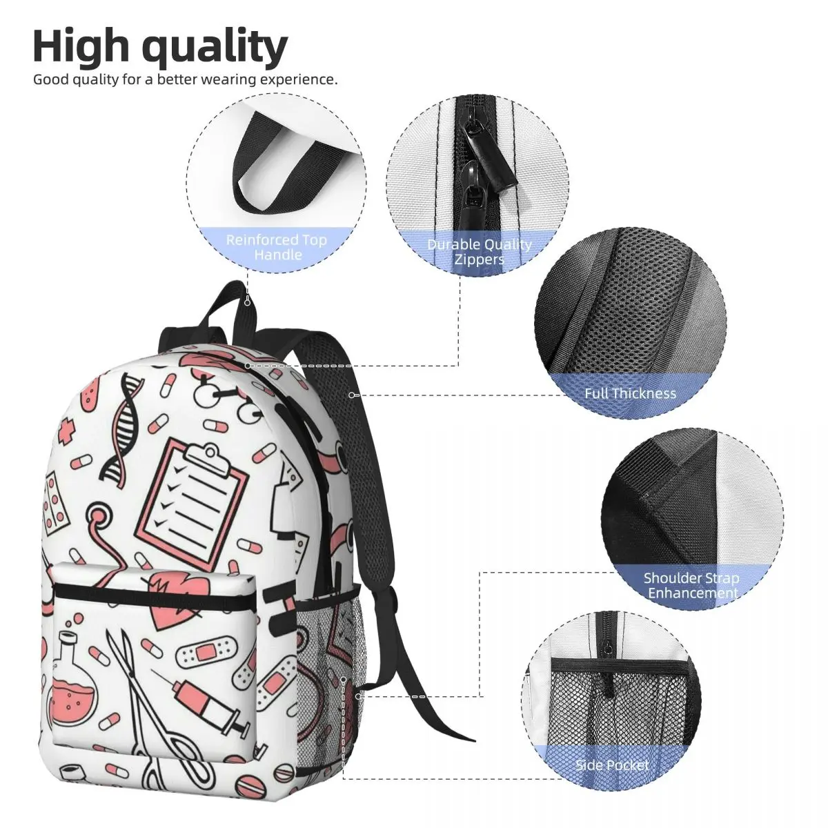 Enfermera En Apuros Doctor Nurse Medical Backpack Daypack Large Capacity Kids BookBag School Bag Shoulder Bags for Men Women