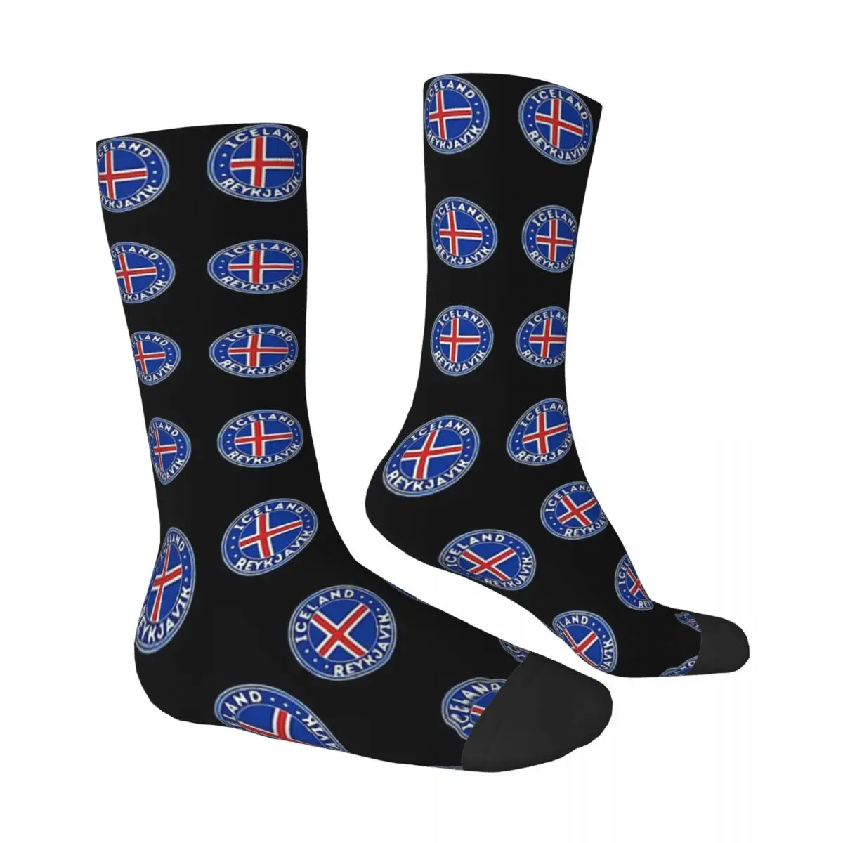 Flags of the countries Iceland Reykjavik Men Women Socks Windproof Novelty Spring Summer Autumn Winter Stockings Gift