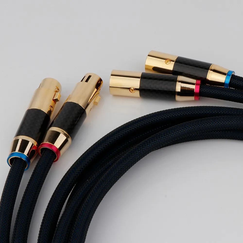 

Pair XLR Balance Cable interconnect cable Gold plated Carbon Fiber XLR plug male to female for Amplifier DVDplayer