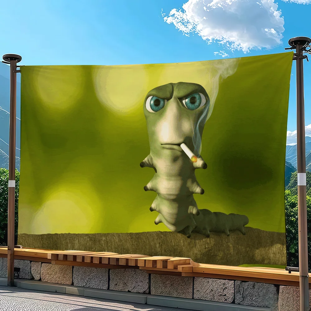 Funny Green Caterpillar Abstract flag Advertising Banner for Camping Decoration Outdoor & Garage Wall Hanging Decorations
