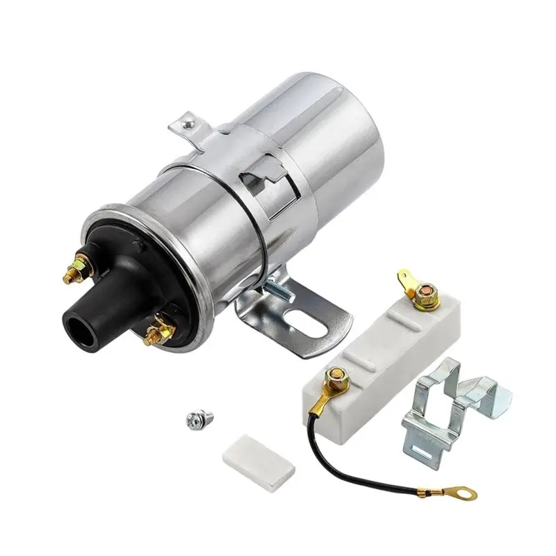 New Arrivals-Round Canister Ignition Coil Resistor 0.6 Ohms 40000V 12V Electronic Chrome Oil-Filled Female PCE382.1016 PC2045C