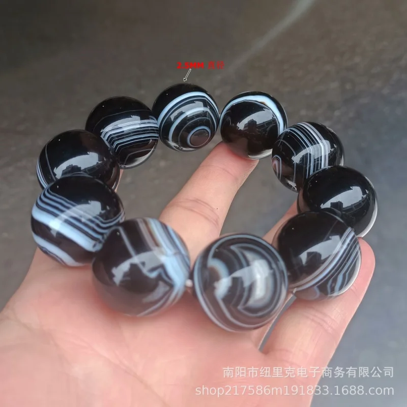 Silk-Agate Bracelet with Eye, Large 25MM Beads