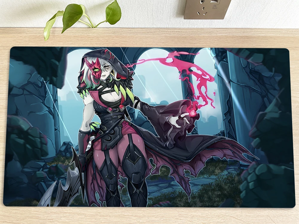 YuGiOh Girl Table Playmat Diabellestarr the Dark Witch TCG CCG Mat Trading Card Game Mat Mouse Pad Gaming Play Mat 60x35cm